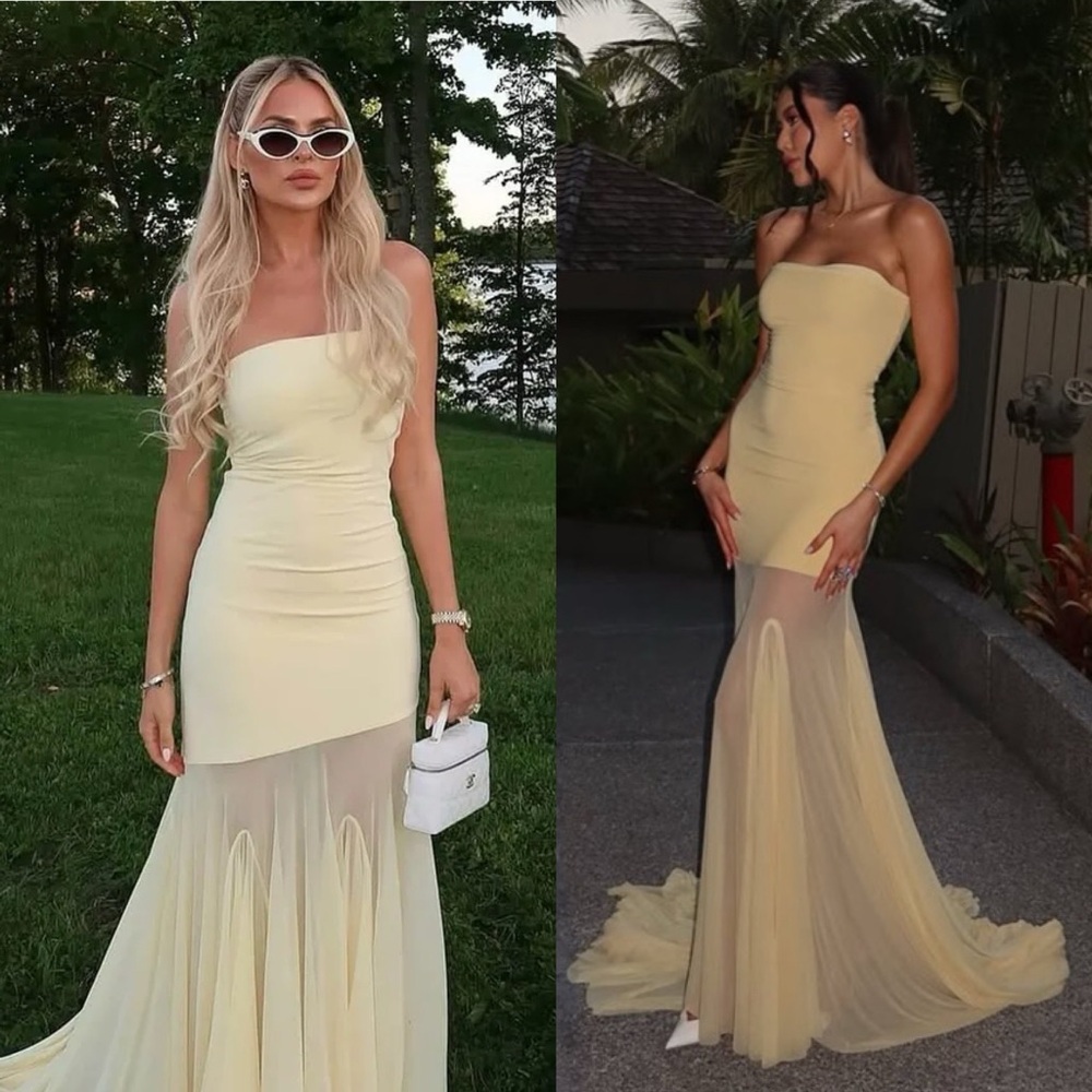 DEME by Gabriella Dahlia Strapless Gown Maxi Dress Butter Yellow NEW with tag - Picture 7 of 10